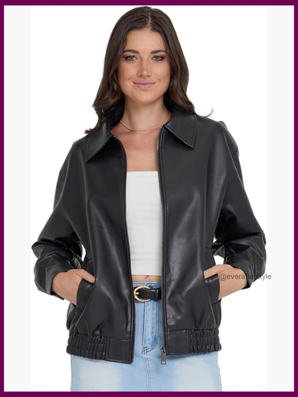 Faux Leather Oversized Bomber Jacket Women Plus Size Motorcycle Jacket